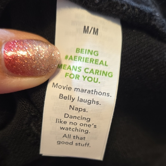 New Aerie Black Distressed Elastic Waistband Jean Shorts Size Medium - Picture 7 of 9